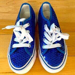 BRAND NEW Never Worn Balera Blue Sequin Size 1 sneakers.